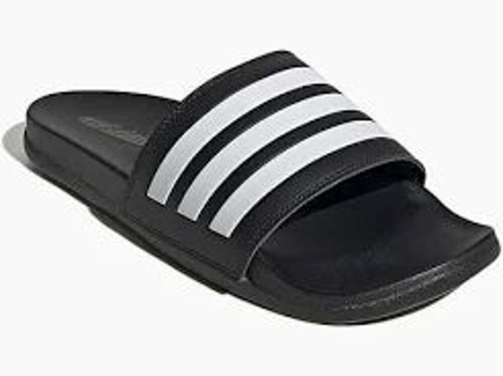 NIB Adidas Adilette Comfort Slides Black White Mens 11 Womens 12 JS4313